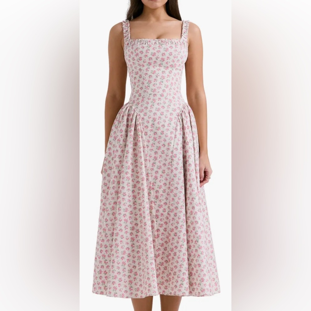 House of CB Dorothy Floral Stretch Cotton Dress Medium - Picture 4 of 7